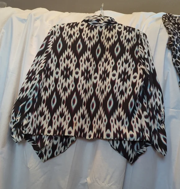 Charlotte Russe NWOT Size XL Black White Open Front Drape Blazer Jacket NWOT - Picture 7 of 16